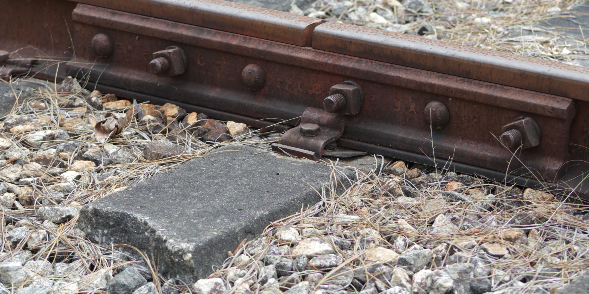 Railroad rail joint in Liberty County, Florida, United States